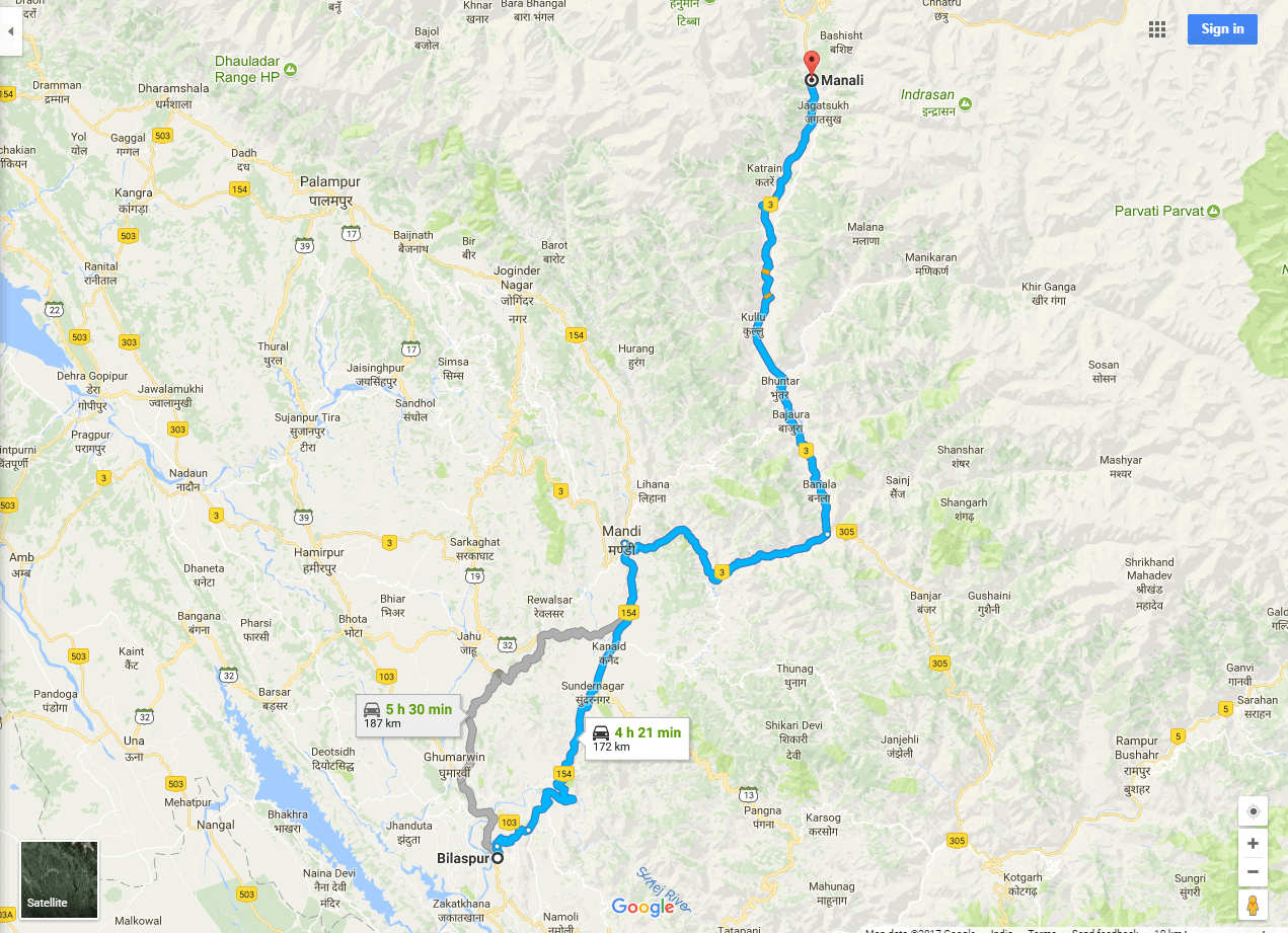 Delhi to Manali Distance - Stage 4 - Bilaspur (HP) to Manali