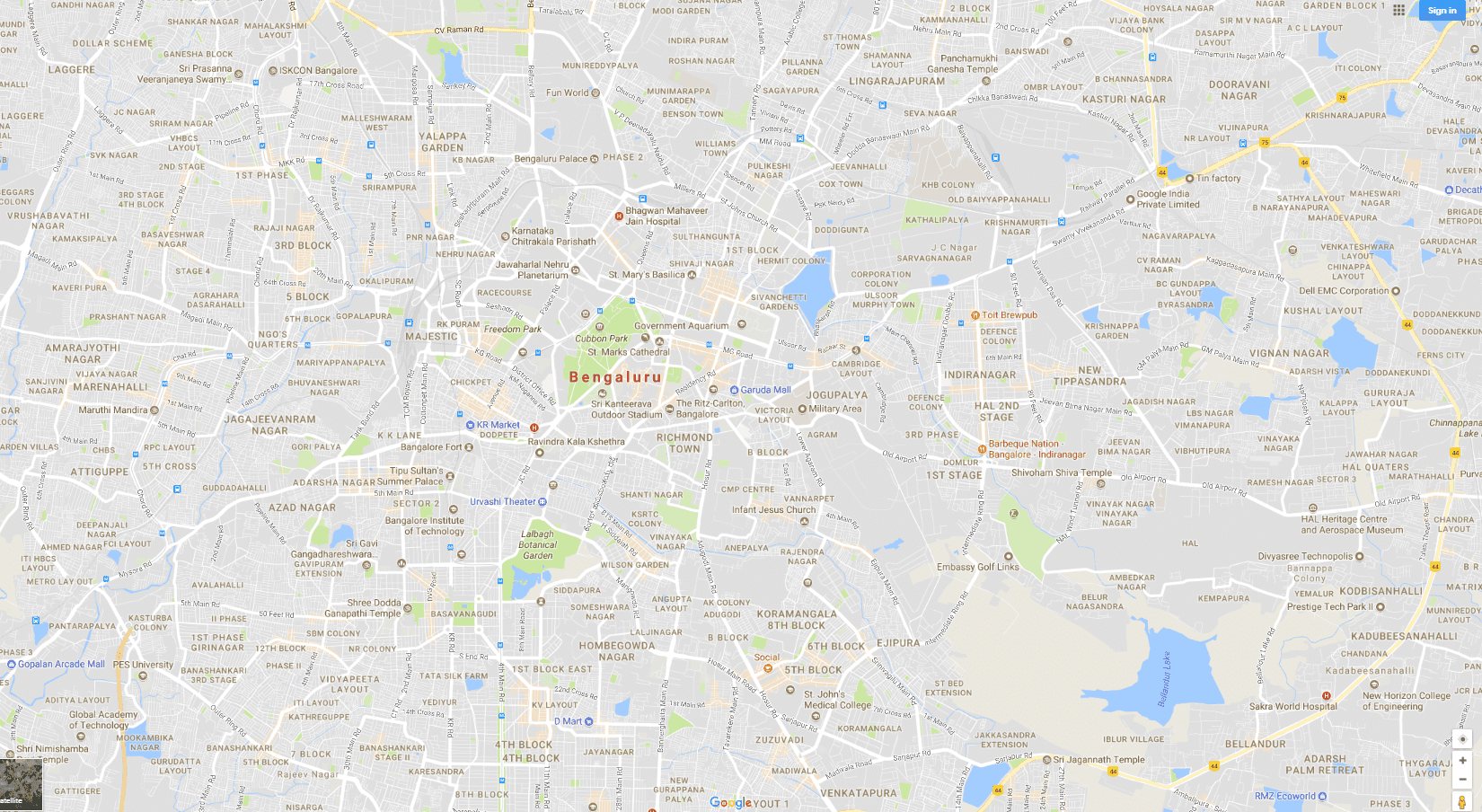 Google Maps Bangalore Central